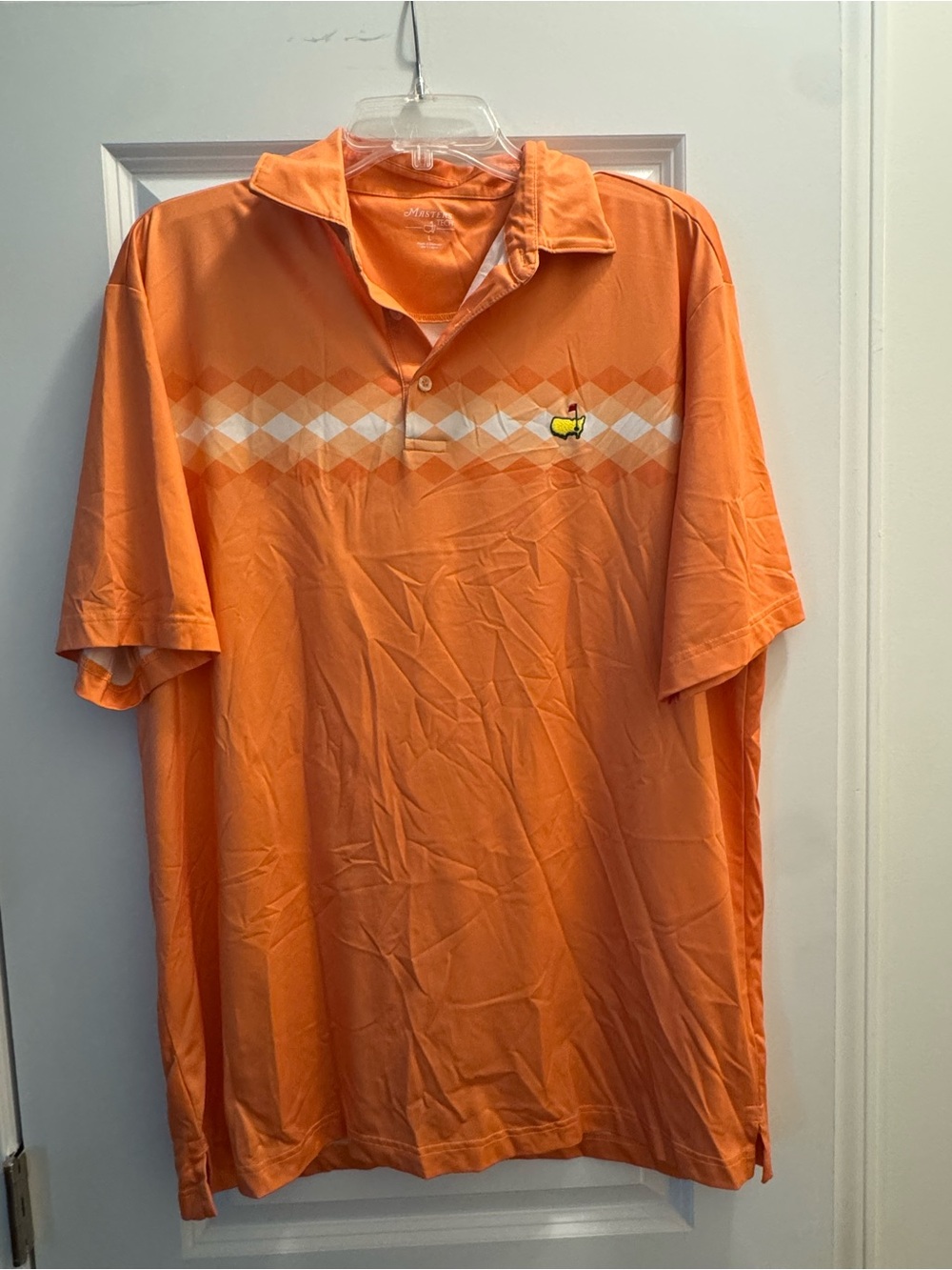 Men’s Masters Golf Orange Polo with Argyle Chest Stripe